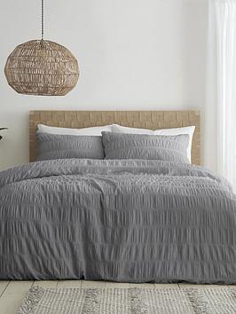 Catherine Lansfield 'Seersucker' Duvet Set|Size: Super King|grey