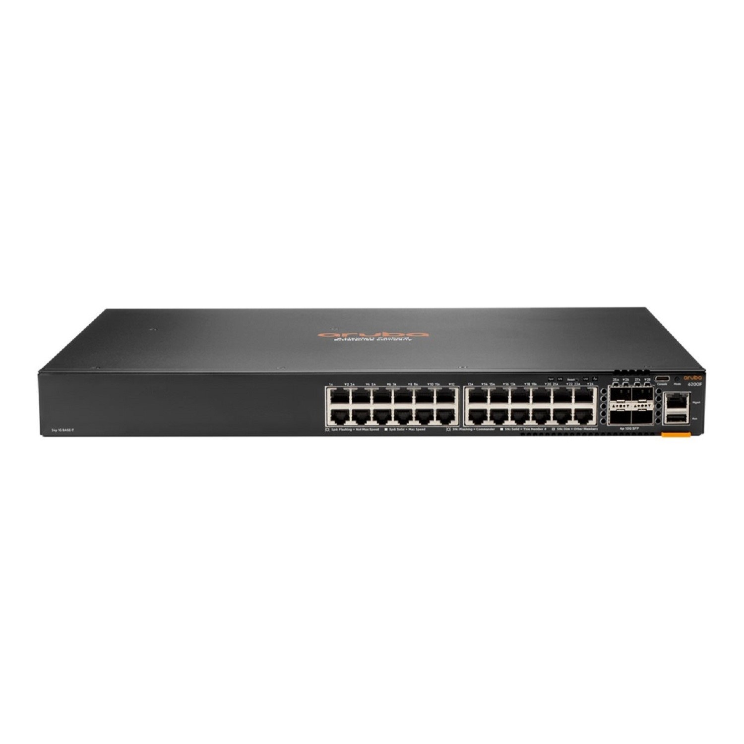 HP Hewlett Packard Enterprise Aruba 6200F 24G 4SFP+ Managed L3 Gigabit Ethernet (10/100/1000) 1U Black