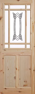 Fortia 2 Panel 1 Lite Screen-Printed Glazed Victorian Natural Pine Veneer Internal Timber Door, (H)1981mm (W)686mm (T)35mm