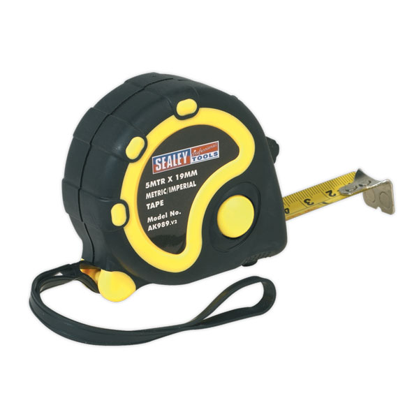 Sealey Rubber Tape Measure 5m (16ft) x 19mm - Metric/Imperial