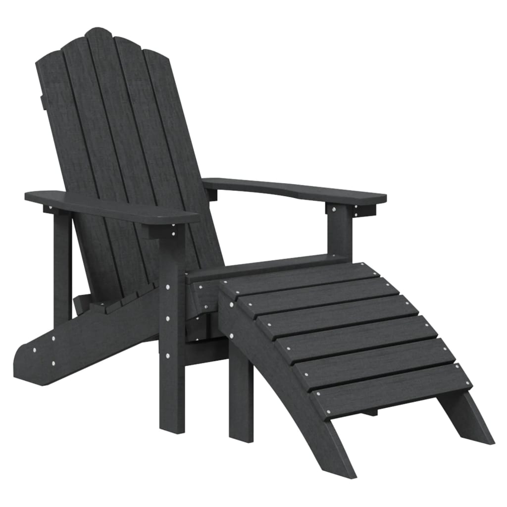 VidaXL Garden Adirondack Chair with Footstool HDPE Anthracite