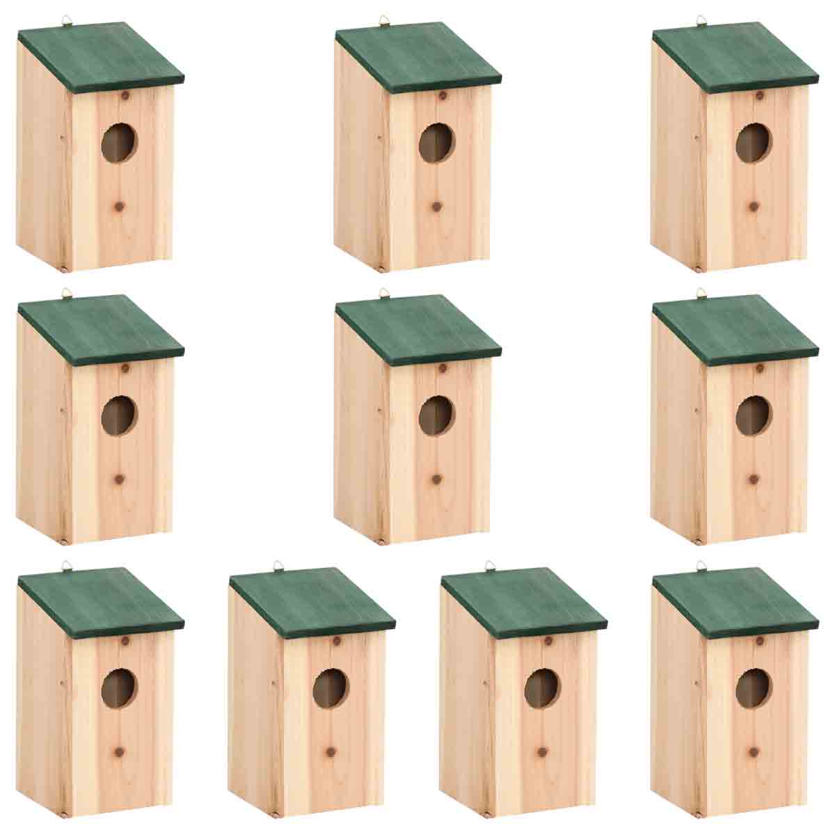 VidaXL Bird Houses 10 pcs Solid Firwood 12x12x22 cm