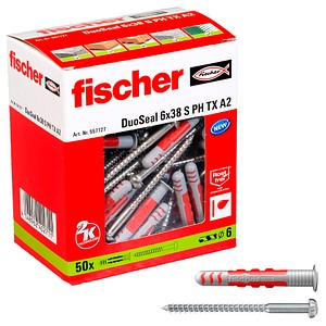 Fischer Duoseal 6X38 S Plug + Screw A2 (Pack of 50)