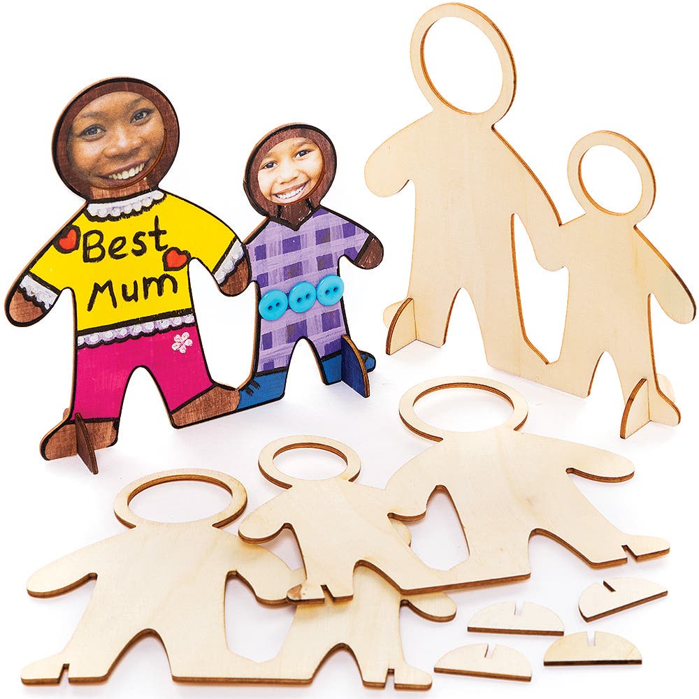 Baker Ross Wooden People Photo Frames (Pack of 4)