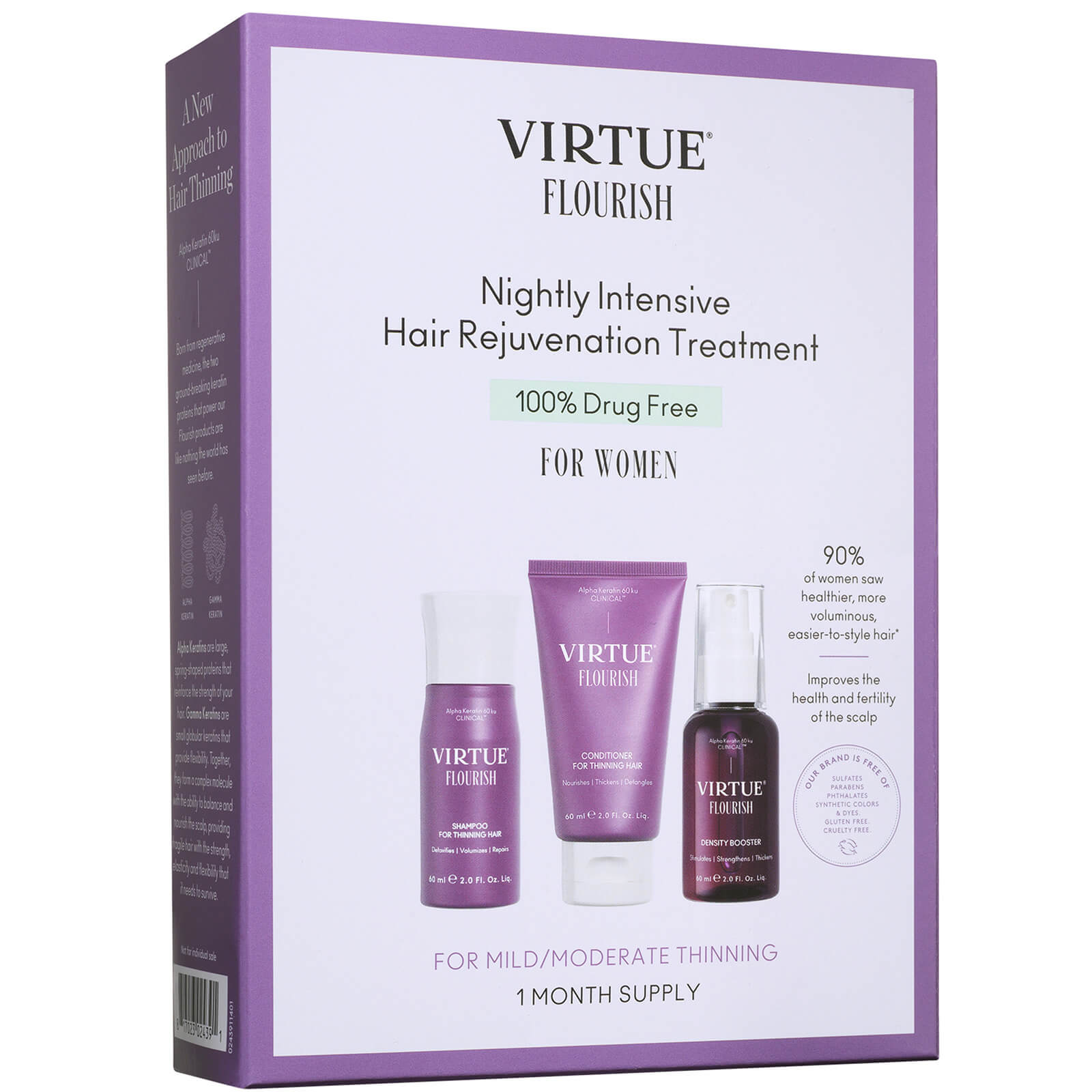VIRTUE Flourish Nightly Intensive Hair Rejuvenation Treatment Kit - Trial Size 3 piece