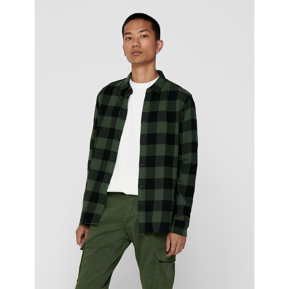 Only & Sons Long-sleeved Straight Cut Checked Shirt