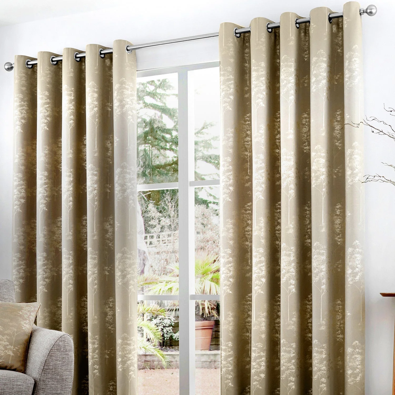 Dreams & Drapes Curtina Elmwood Lined Curtains - 168x183cm - Stone