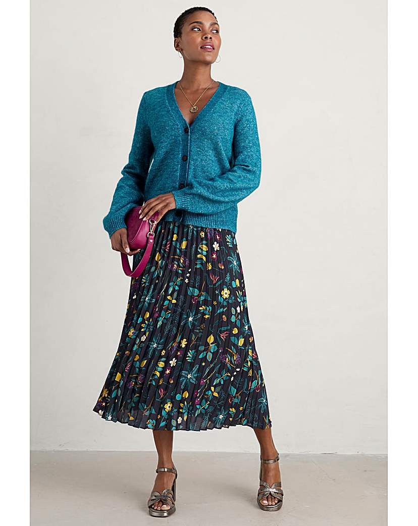Seasalt Heatherbank Floral Midi Skirt - 8, ONYX