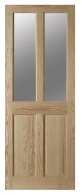 Fortia Geom 4 Panel Glazed Internal Door, (H)2040mm (W)826mm (T)40mm