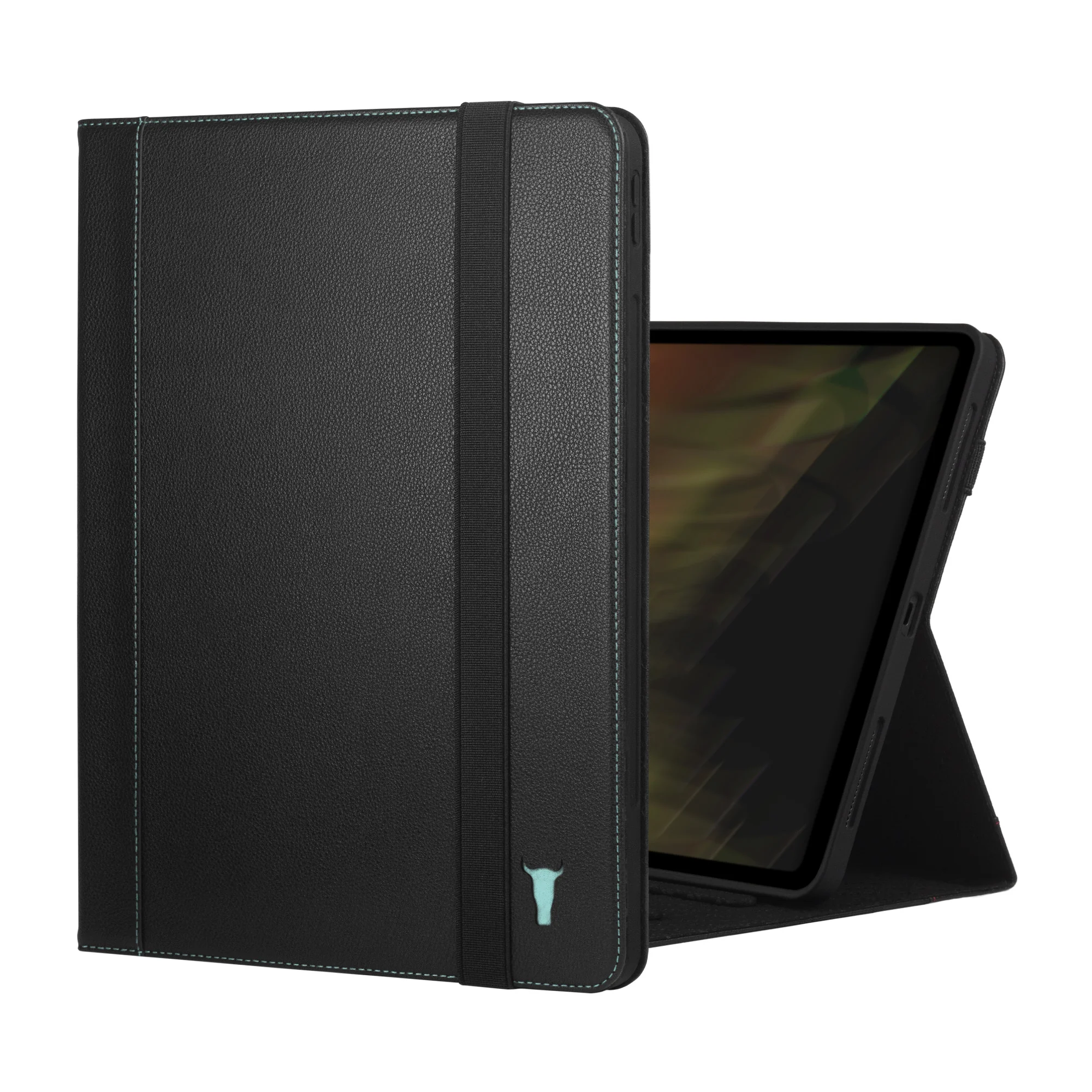 iPad Pro 13" Leather Case (M4 2024) - Black with Turquoise Detail