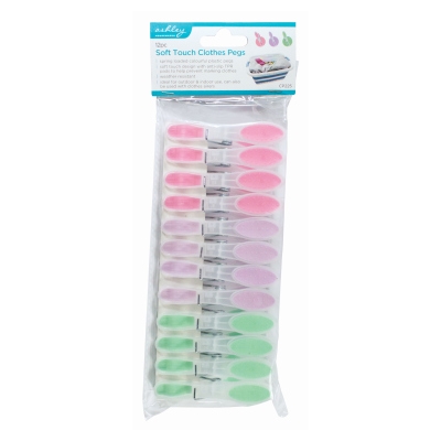 ASHLEY 12Pc Soft Touch Clothes Pegs