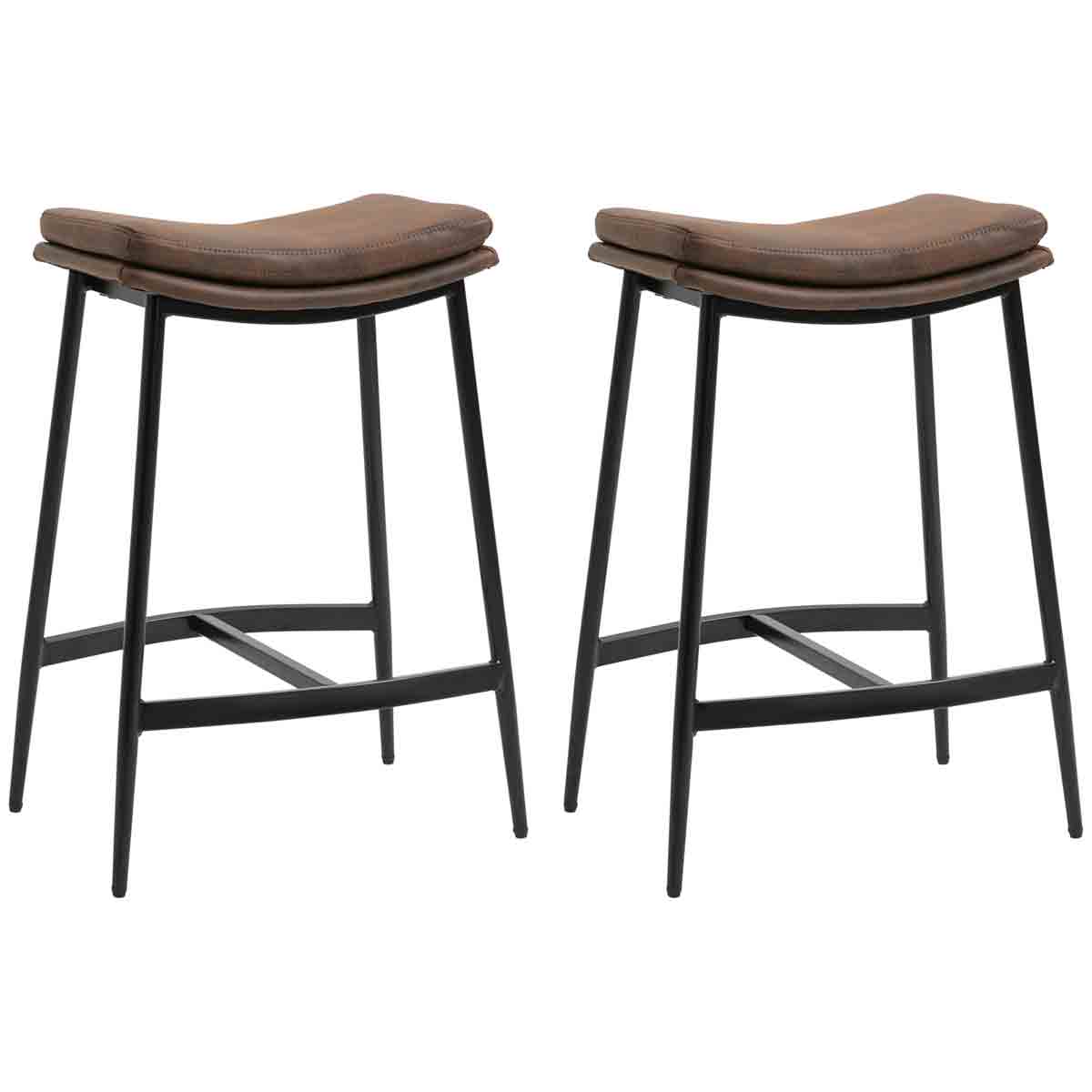 Homcom Industrial Bar Stools Set of 2 Kitchen Stools for Dining Room Kitchen