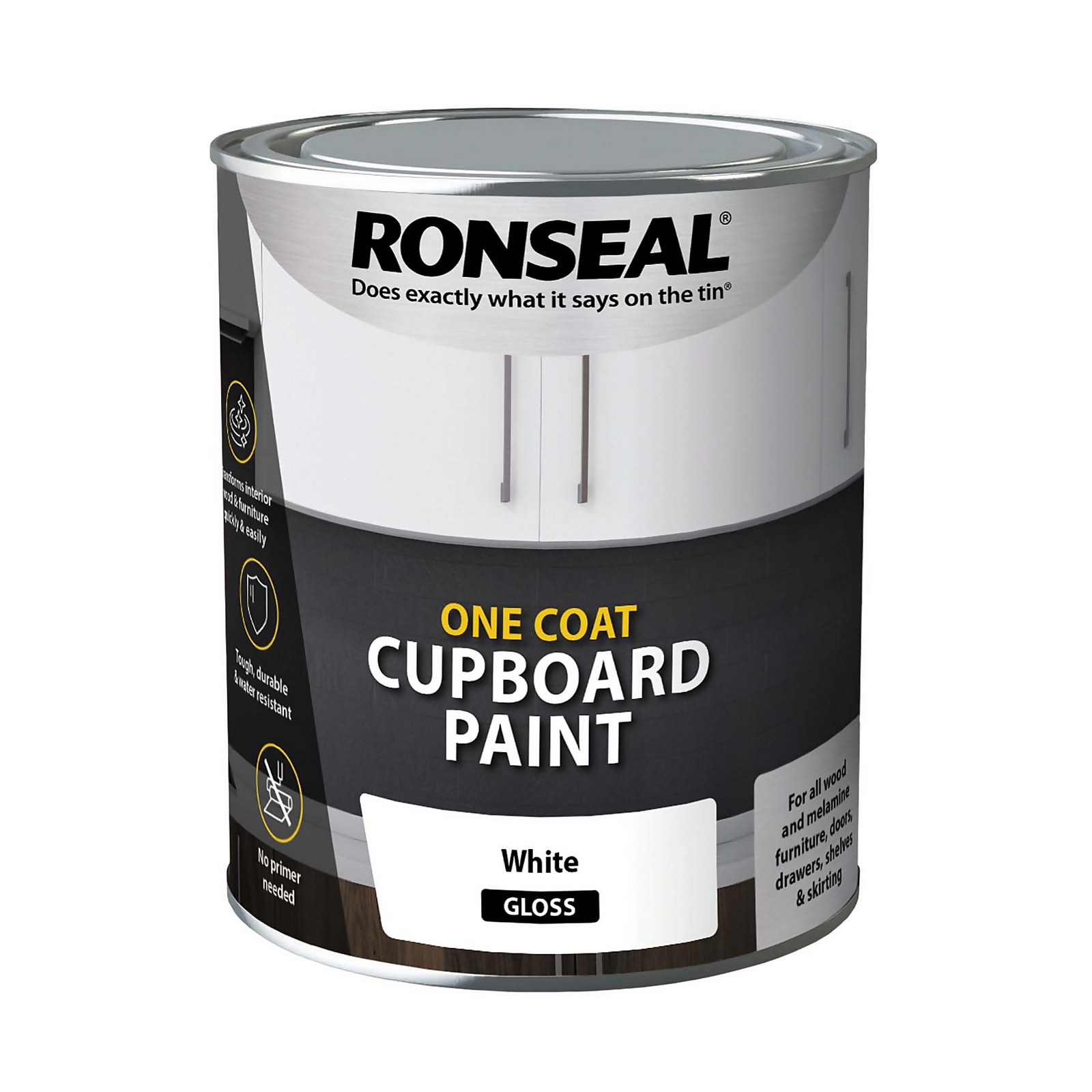 Ronseal RSLOCCWG750 One Coat Cupboard Paint White Gloss 750ml