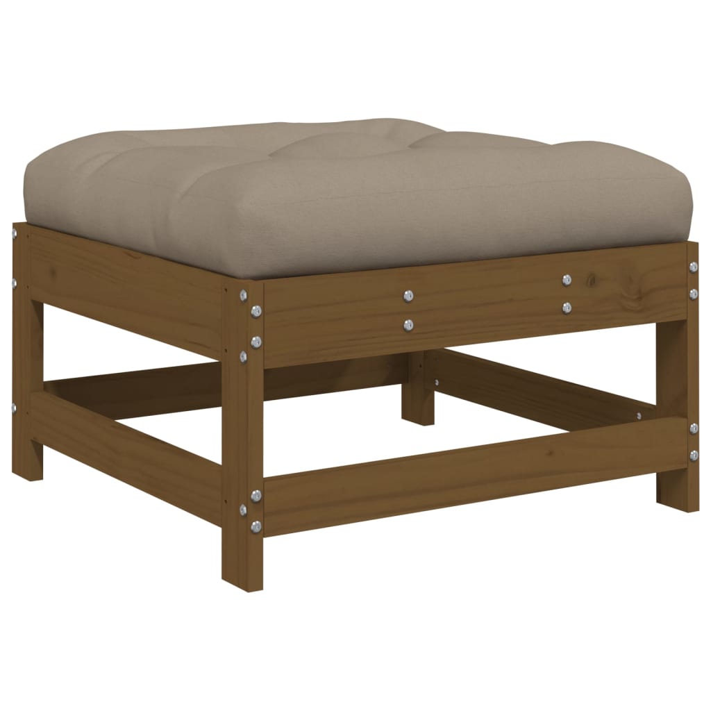 VidaXL Garden Footstool with Cushion Honey Brown Solid Wood Pine