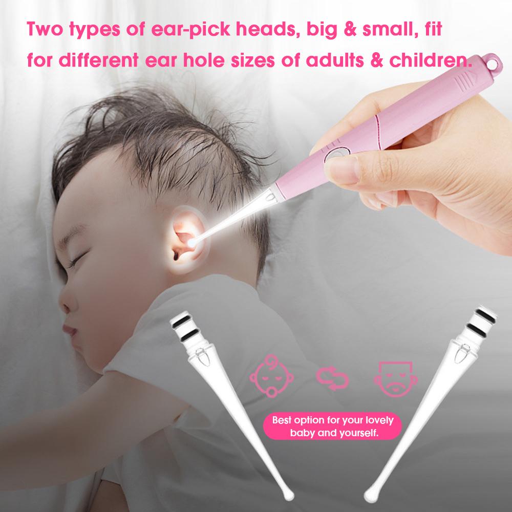 BabyMall Baby Ear Wax Cleaner LED Light Ear Cleaning Earpick Earwax Remover Luminous pink