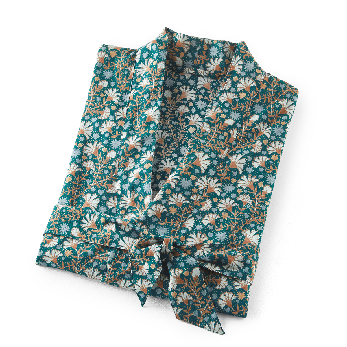Kalyan Floral 100% Cotton Voile Kimono Bathrobe by La Redoute