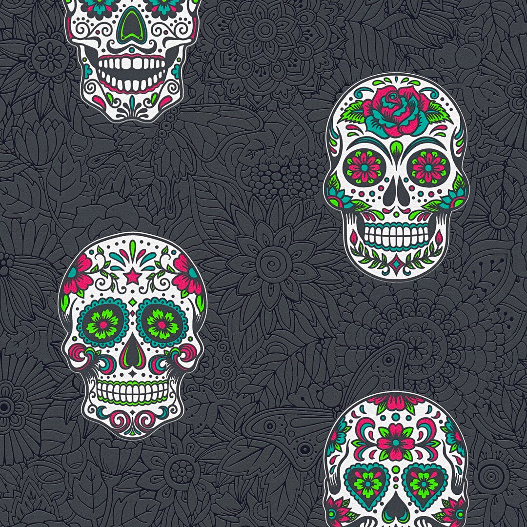 Happy Larry Vliestapete | Ausgefallene Tapeten, Dschungel-Tapete & Exotische Tapeten | Bunt, Schwarz / Anthrazit, Silber 10,05 X 0,53 M