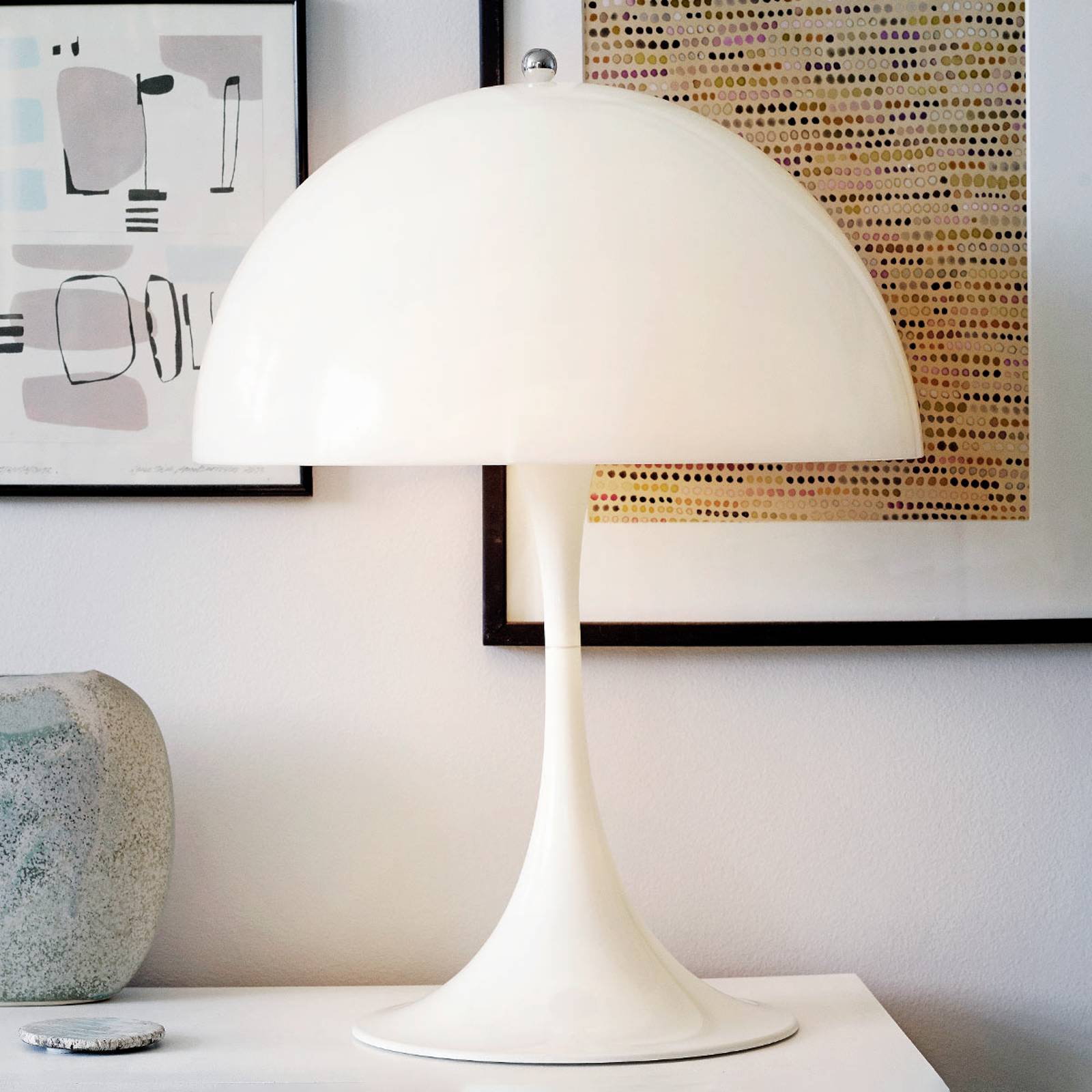 Lampe de table en plastique acrylique opale blanc 40 x 55 cm Panthella - Louis Poulse