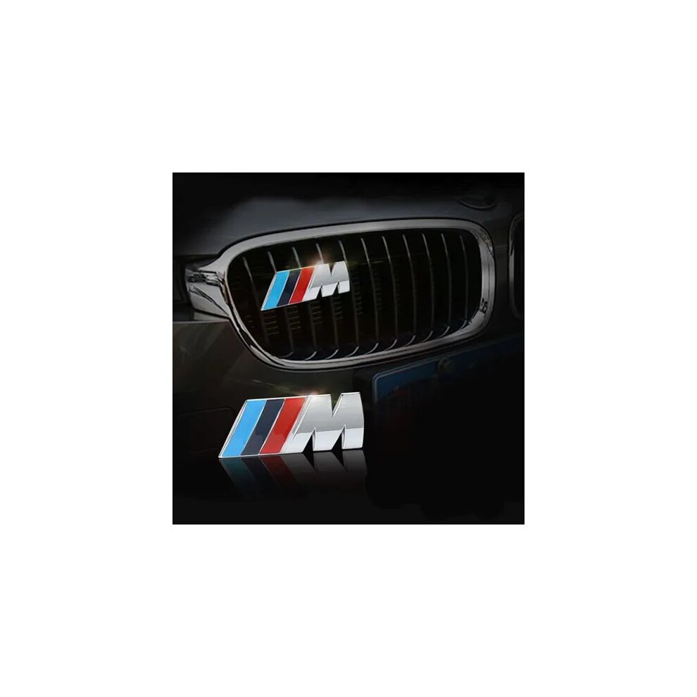 Kingliang (Silver) 1pcs 3D Metal ///M M Power Car Front Grille emblem Chrome Badge Emblem For BMW