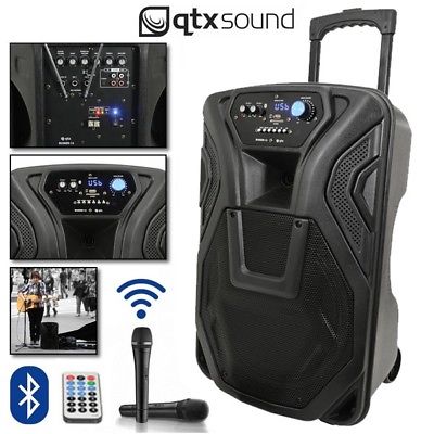 QTX Busker 15" PA with VHF Mics, Media Player & Bluetooth