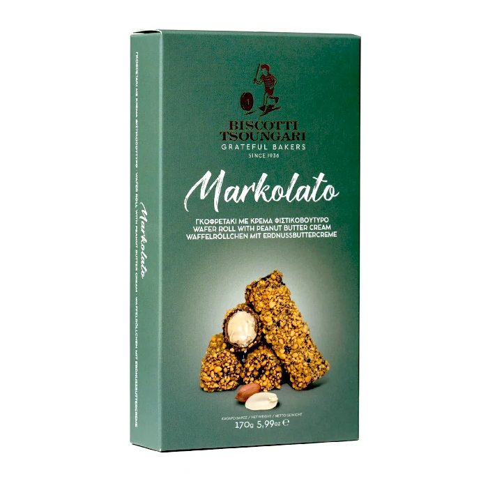 Jarrold Deli Other Brands Biscotti Tsoungari Markolato Wafer Roll With Peanut Butter Cream 170g