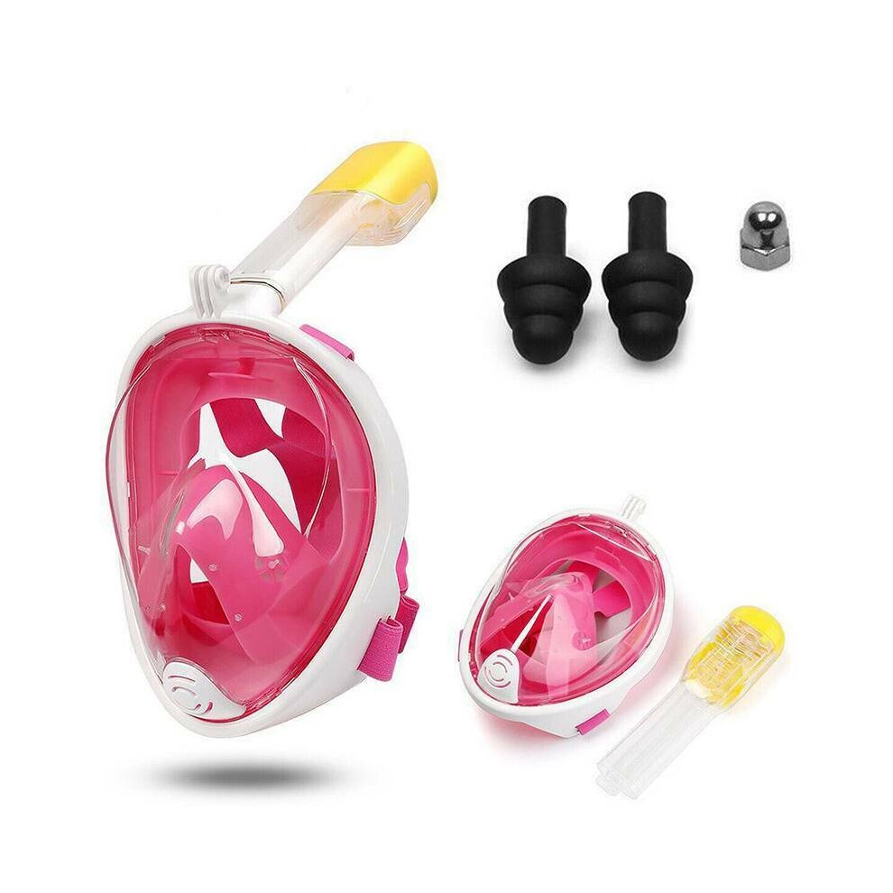 Unbranded (Pink, S/M) Adult Swimming Scuba Snorkel Set Full Face Anti-Fog Diving Mask