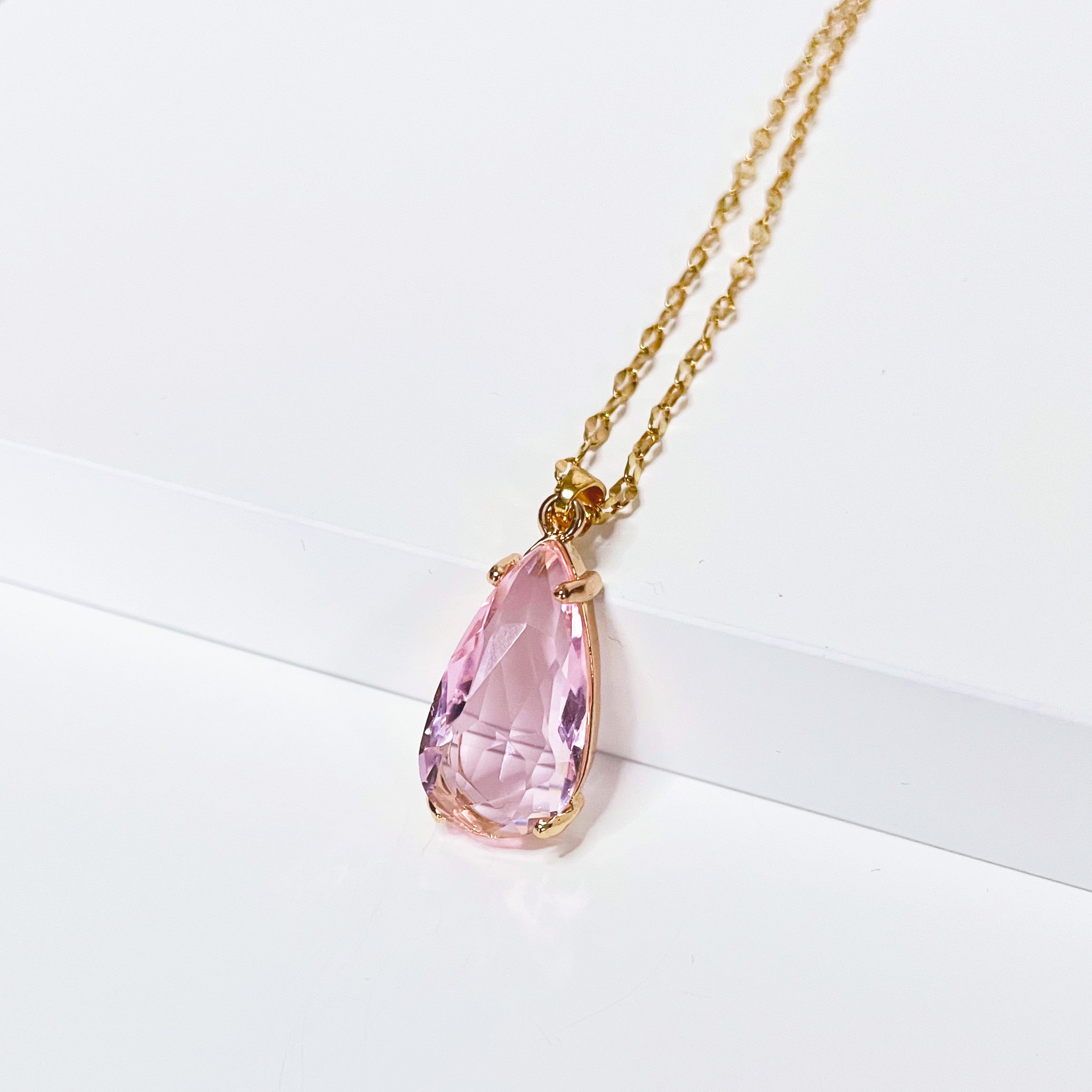 Carina Pink Teardrop Pendant Necklace