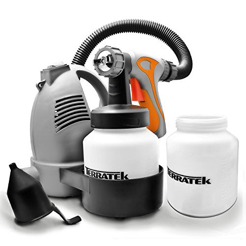 Terratek Paint Sprayer, 650W DIY Electric Spray Gun with 3 Spray Patterns, 2 x 800ml Paint Cups, HVLP Hand Held Spray Gun System, Fence Paint Sprayer, Adjustable Valve, Painting, Varnishing - Like New