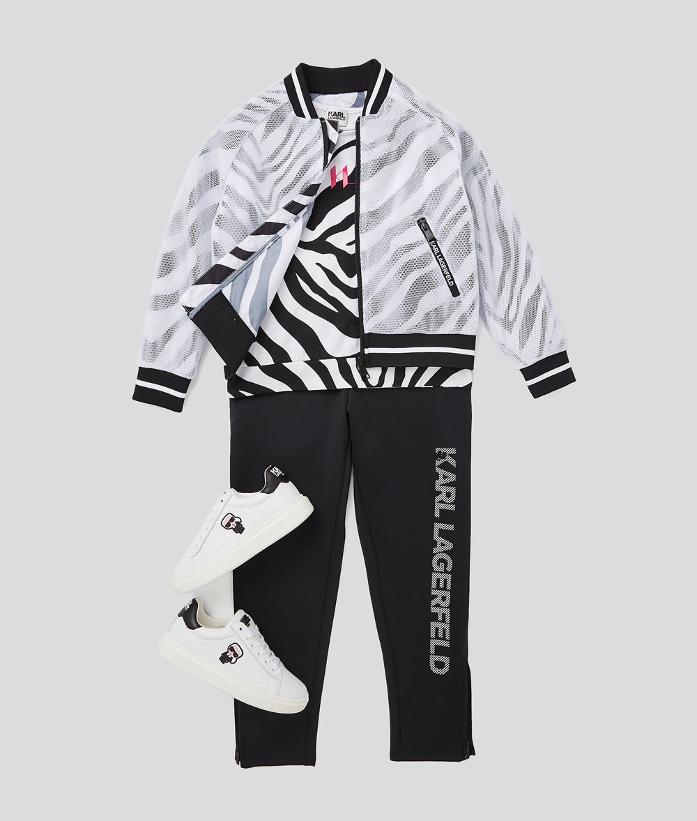 Kid Kids Animal Print Logo Blouson White/black 100% Polyester - Size: 10