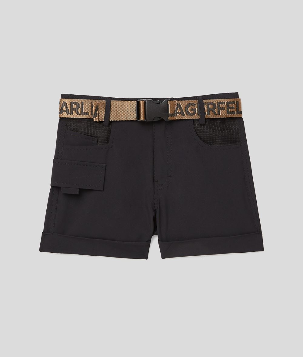 Kid Kids Belted Short Black 88% Polyester - 12% Elastane - Size: 10