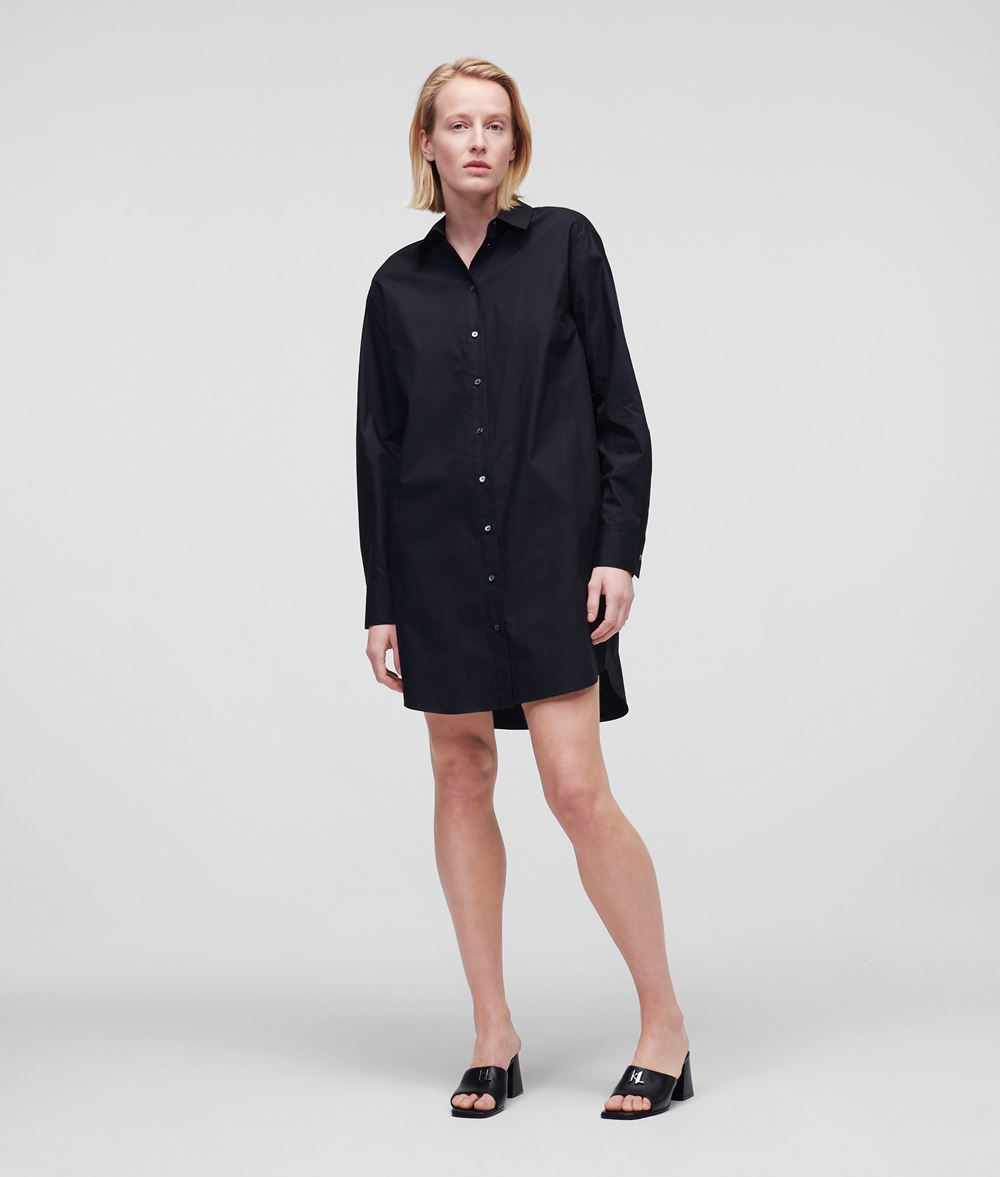 Karl Lagerfeld Herren KARL LOGO TUNIKAHEMD MIT VERZIERUNG | Black | Gr