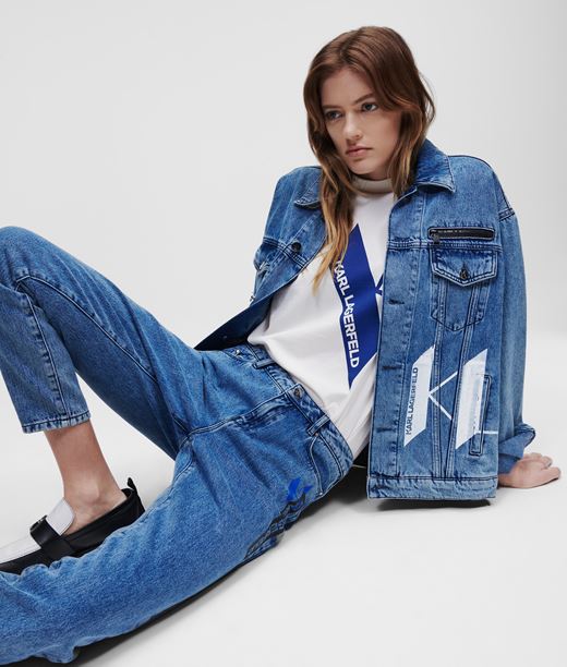 Woman Monogram Denim Jacket Blue Denim 100% Cotton - Size: L