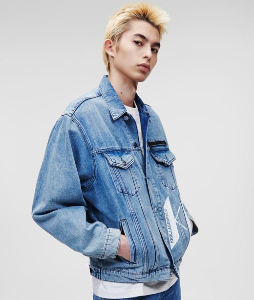 Man Monogram Denim Jacket Blue Denim 100% Cotton - Size: L