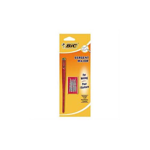 BIC Sergent Major Porte-Plume - Corps Couleurs Assorties, Blister de 1 + 6 Plumes
