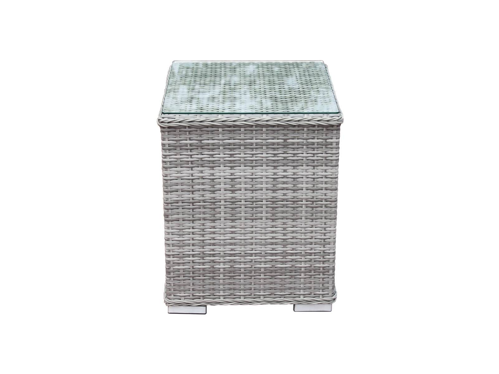 Tall Square Rattan Garden Side Table in Grey