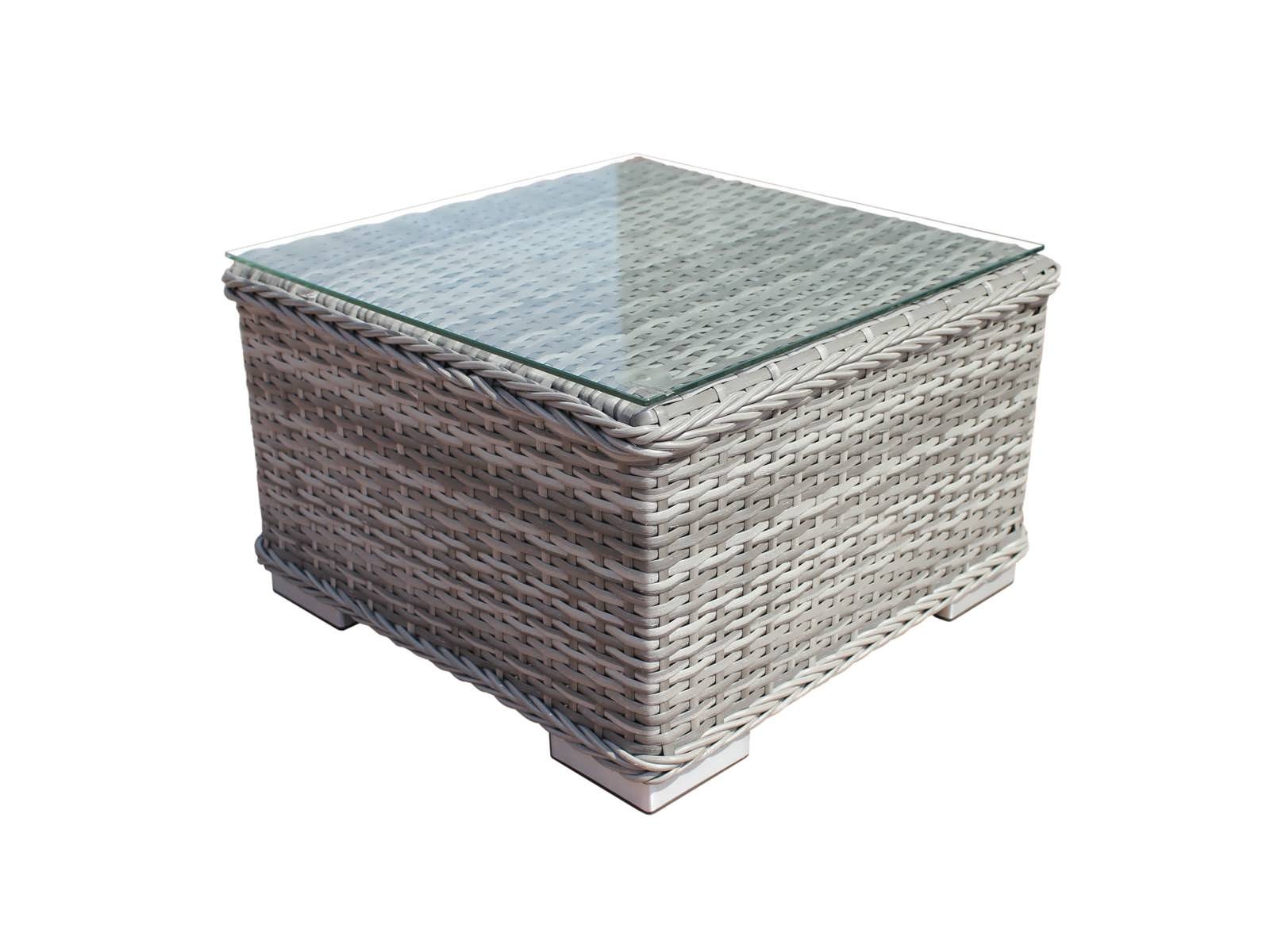 Small Square Rattan Garden Side Table in Grey