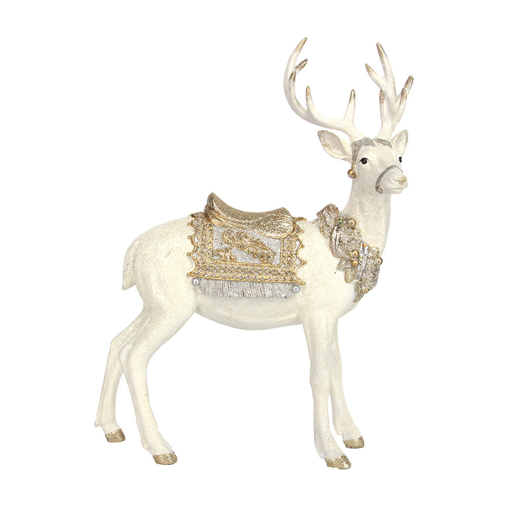 Gisela Graham - Stag Ornament - Silver/Gold - Standing