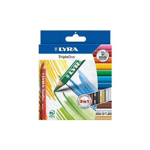 lyra Étui de 12 crayons de couleur aquarelable TRIPLE ONE