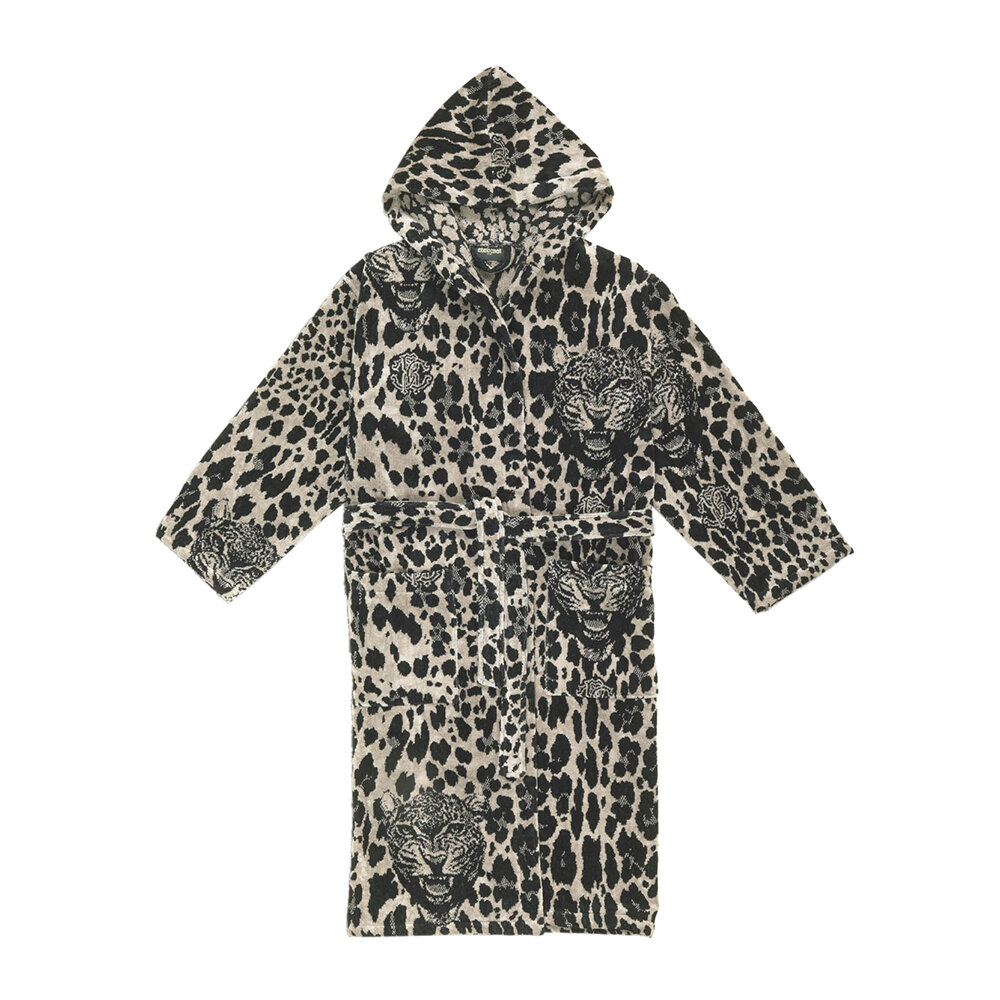 Roberto Cavalli Home - Wild Jaguar Hooded Bathrobe - Grey - L/XL