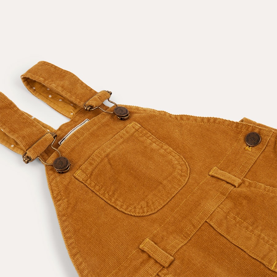 Dotty Dungarees Corduroy Dungarees, Rompers & Dungarees, Yellow, 6-12 months