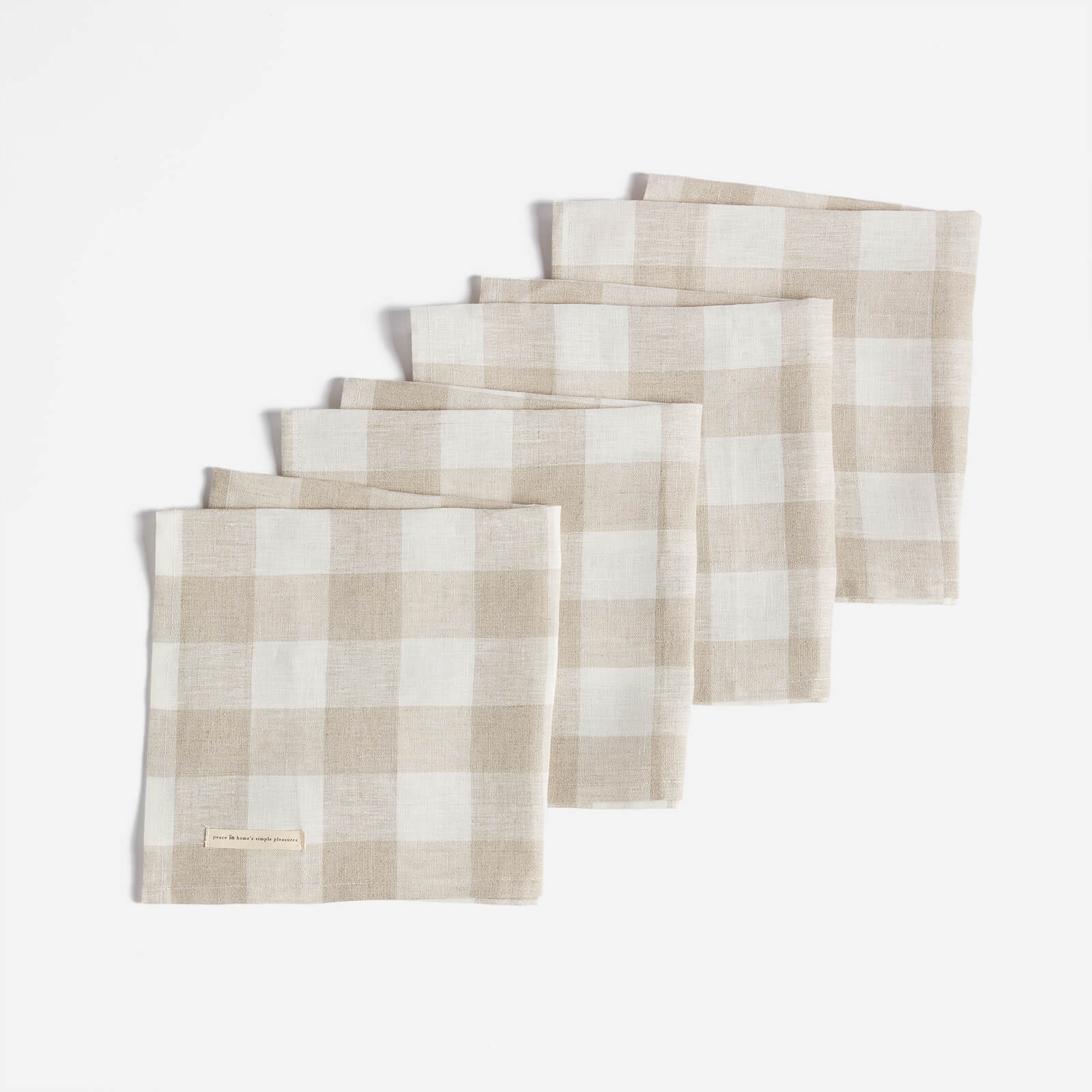 ïn home  Linen Gingham Napkin - Natural - Set of 4