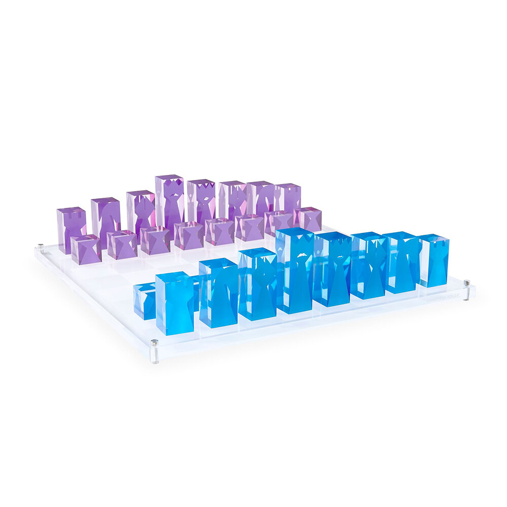  Acrylic Chess Set - Blue