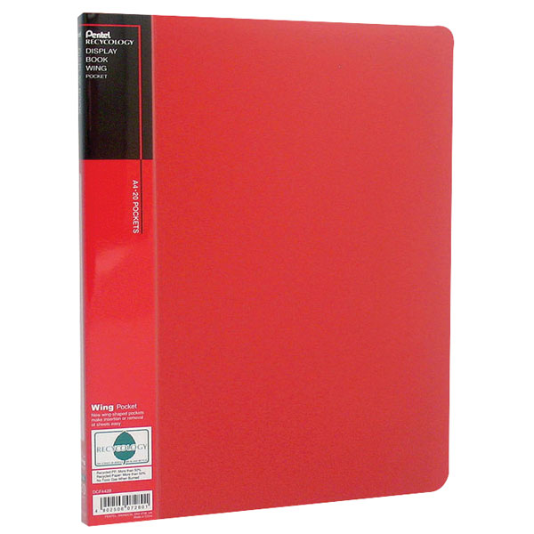 Pentel Recycology A4 Display Book 20 Pockets Red PK10