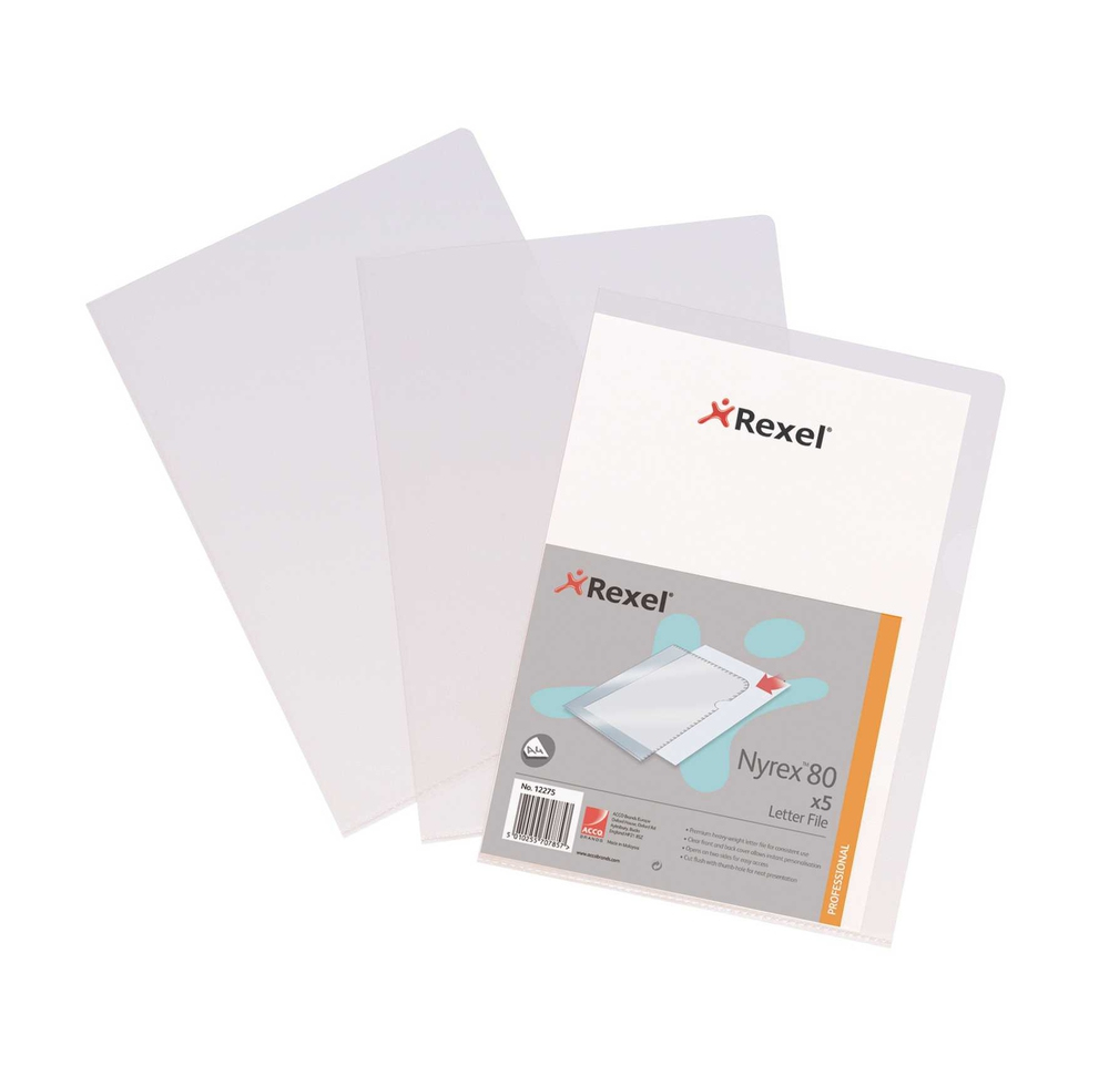 Rexel Nyrex 80 Letter File Folders Clear (25)