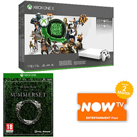 1TB White Xbox One X with 3 Months Game Pass + 3 Months Xbox Live + The Elder Scrolls Online: Summerset and NOW TV for Xbox One