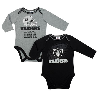 Oakland Raiders 2 Pack Long Sleeve Bodysuits - Baby