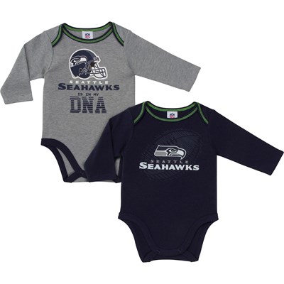 Seattle Seahawks 2 Pack Long Sleeve Bodysuits - Baby
