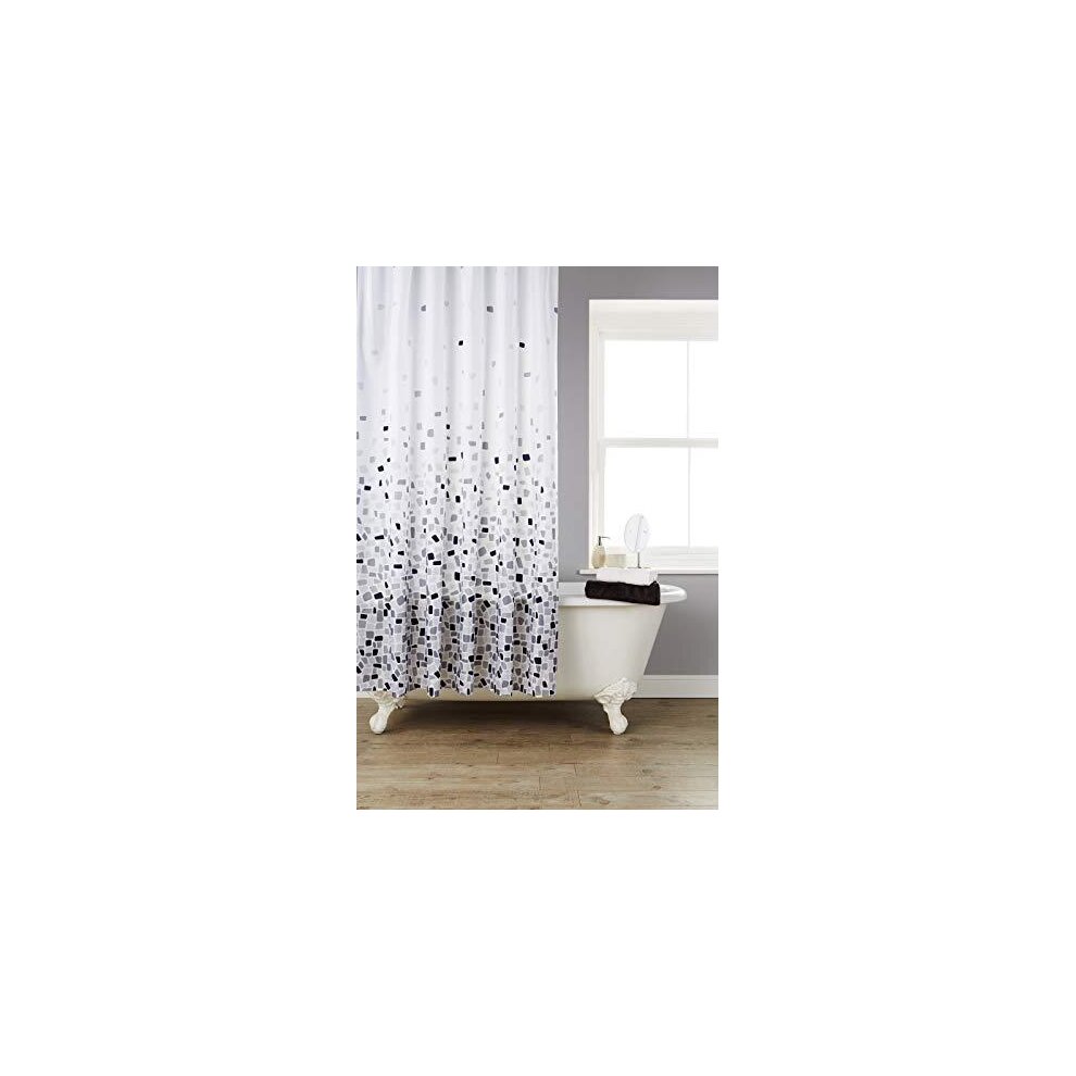 Unbranded Blue Mosaic Patterned Polyester 180 X 180cm Shower Curtain (grey Mosaic)