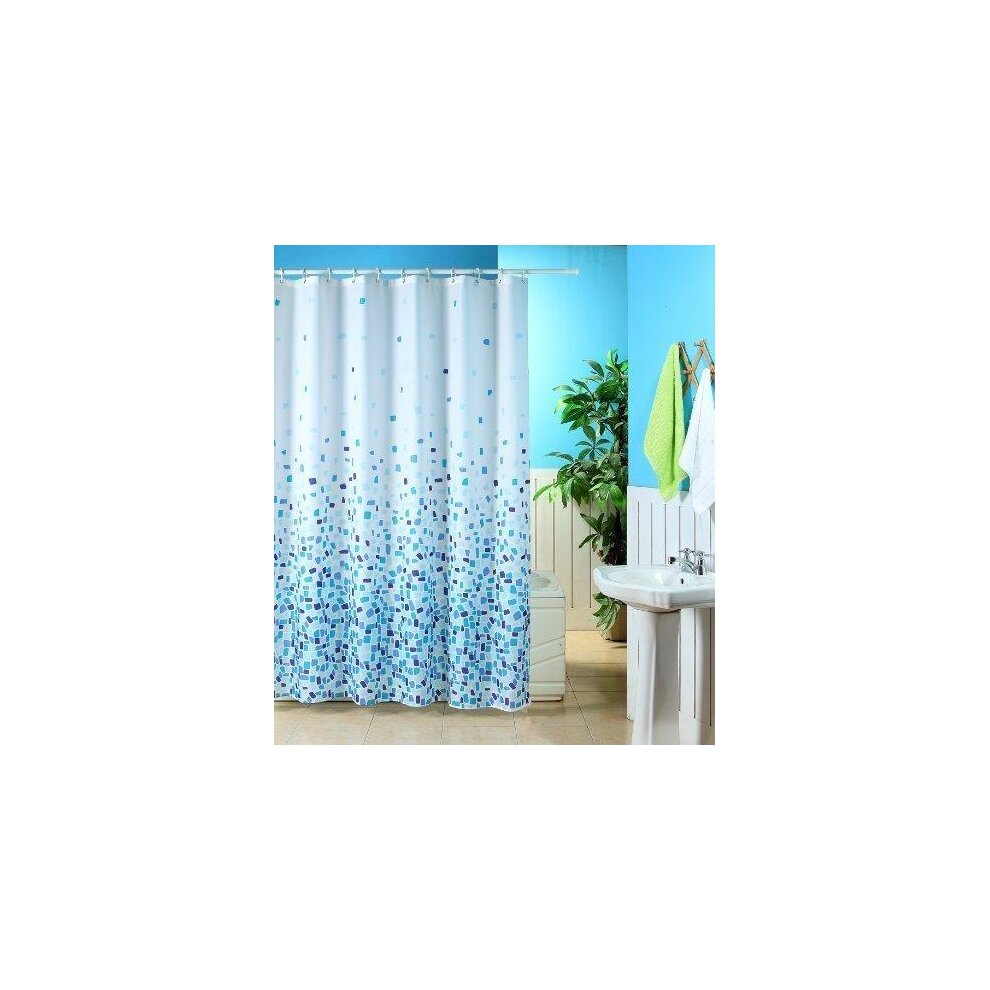 Unbranded KAV Polyester Fabric Shower Mould and Mildew Resistant Curtain 180 x 180 cm (71 x 71 Inch) Tiles Patterned (Choose Colour from Drop Down menu)