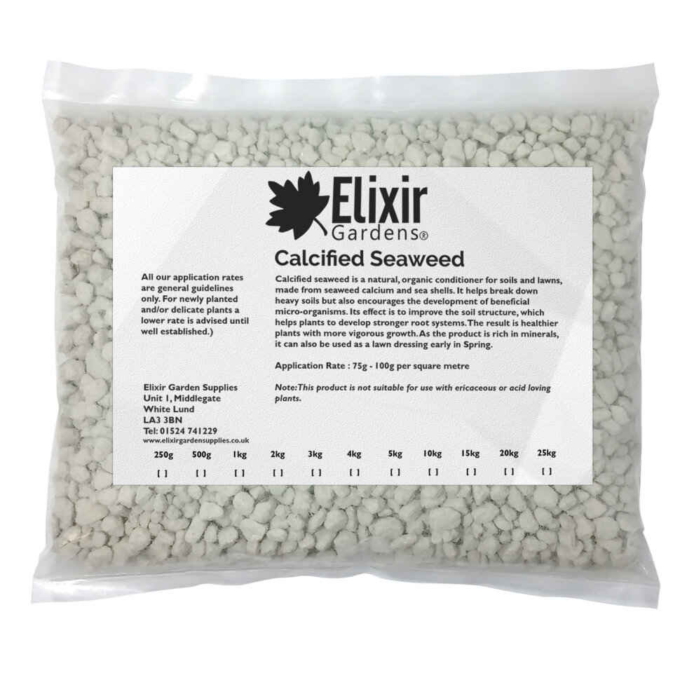 Elixir Garden Supplies (Calcified Seaweed, 20kg) Elixir Gardens | Seaweed Fertilisers | Seaweed Meal, Calcified Seaweed, Liquid Seaweed + Iron